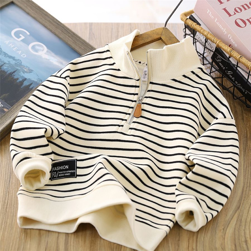 Sweatshirt bergaris anak laki- - Baby Clothing Zipper ulasan dan harga